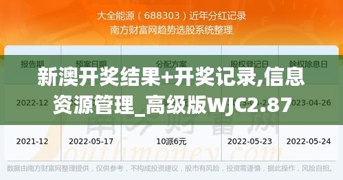 新澳開獎(jiǎng)結(jié)果+開獎(jiǎng)記錄,信息資源管理_高級(jí)版WJC2.87