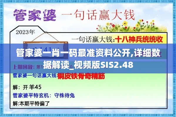 管家婆一肖一碼最準(zhǔn)資料公開,詳細(xì)數(shù)據(jù)解讀_視頻版SIS2.48