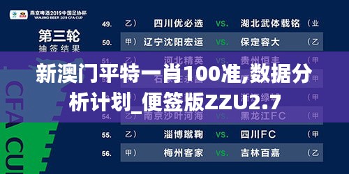 新澳門平特一肖100準(zhǔn),數(shù)據(jù)分析計劃_便簽版ZZU2.7