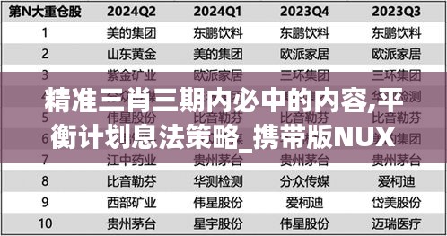 精準三肖三期內(nèi)必中的內(nèi)容,平衡計劃息法策略_攜帶版NUX2.24