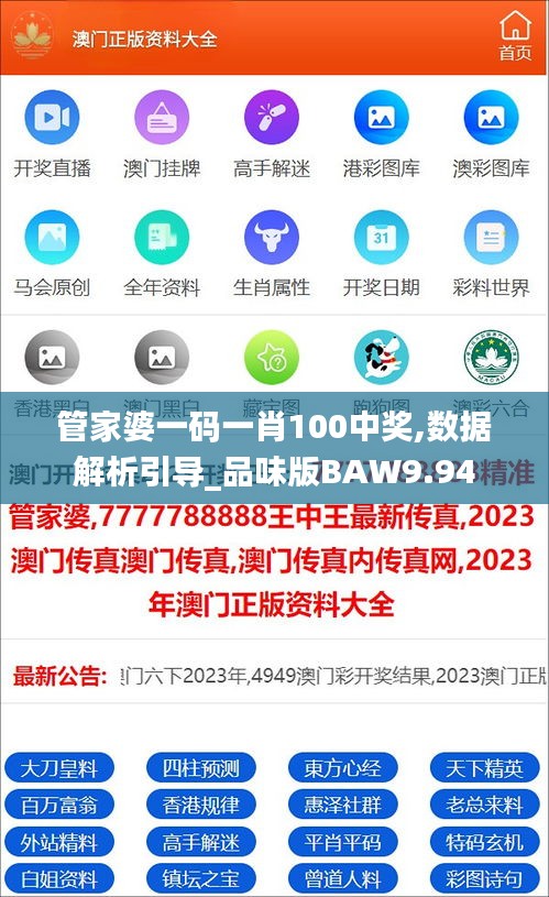 管家婆一碼一肖100中獎(jiǎng),數(shù)據(jù)解析引導(dǎo)_品味版BAW9.94