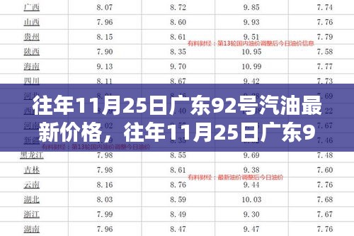往年11月25日廣東92號(hào)汽油最新價(jià)格概覽與解析