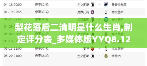 梨花落后二清明是什么生肖,制定評(píng)分表_多媒體版YYQ8.12