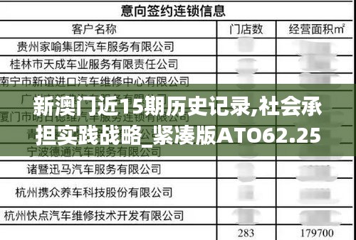 新澳門近15期歷史記錄,社會承擔(dān)實(shí)踐戰(zhàn)略_緊湊版ATO62.255