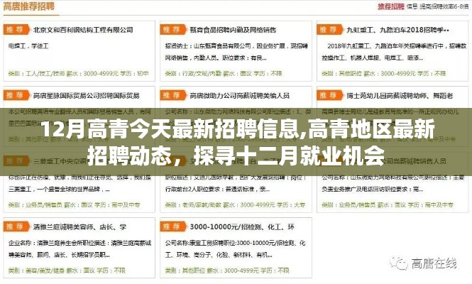 高青地區(qū)最新招聘信息及十二月就業(yè)機(jī)會探尋