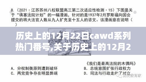 關于歷史上的12月22日CAWD系列熱門番號的理性分析與評測，深度探討其內容與影響