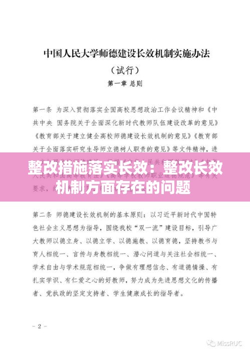 整改措施落實(shí)長(zhǎng)效：整改長(zhǎng)效機(jī)制方面存在的問(wèn)題 
