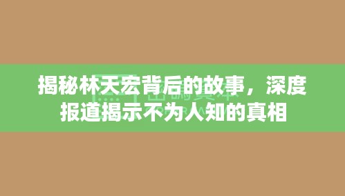 揭秘林天宏背后的故事，深度報道揭示不為人知的真相