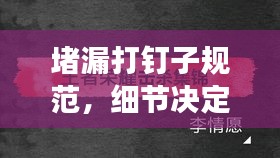 堵漏打釘子規(guī)范，細(xì)節(jié)決定成敗，打造精品工程的秘訣！