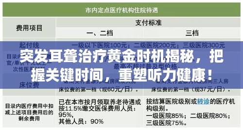 突發(fā)耳聾治療黃金時(shí)機(jī)揭秘，把握關(guān)鍵時(shí)間，重塑聽力健康！