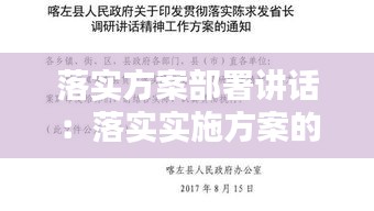 落實(shí)方案部署講話：落實(shí)實(shí)施方案的工作方案 