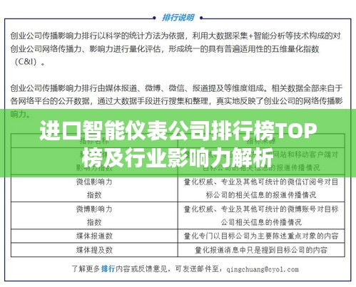 進(jìn)口智能儀表公司排行榜TOP榜及行業(yè)影響力解析