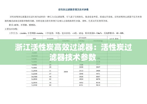 浙江活性炭高效過(guò)濾器：活性炭過(guò)濾器技術(shù)參數(shù) 