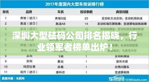 深圳大型砝碼公司排名揭曉，行業(yè)領軍者榜單出爐！
