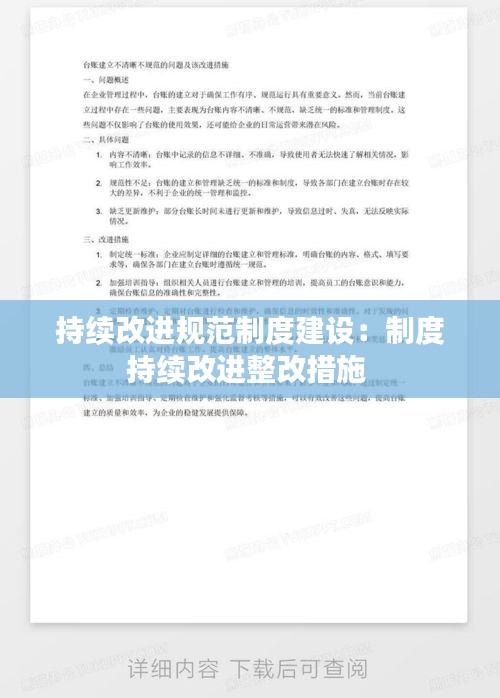 持續(xù)改進規(guī)范制度建設(shè)：制度持續(xù)改進整改措施 
