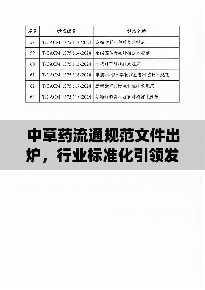 中草藥流通規(guī)范文件出爐，行業(yè)標(biāo)準(zhǔn)化引領(lǐng)發(fā)展