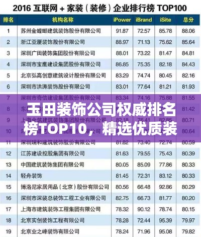 玉田裝飾公司權(quán)威排名榜TOP10，精選優(yōu)質(zhì)裝飾公司一網(wǎng)打盡