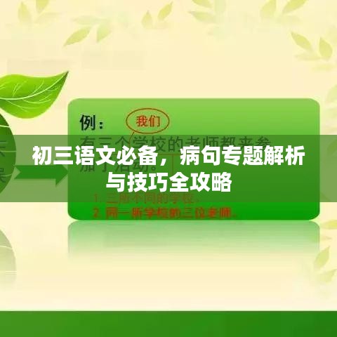 初三語文必備，病句專題解析與技巧全攻略