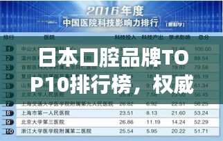 日本口腔品牌TOP10排行榜，權(quán)威推薦！