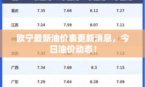歐寧最新油價表更新消息，今日油價動態(tài)！
