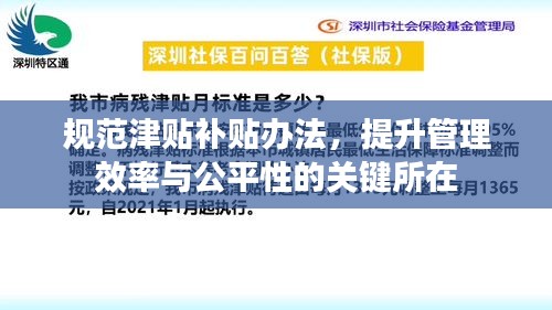 規(guī)范津貼補(bǔ)貼辦法，提升管理效率與公平性的關(guān)鍵所在
