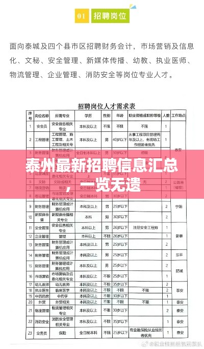 泰州最新招聘信息匯總，一覽無遺