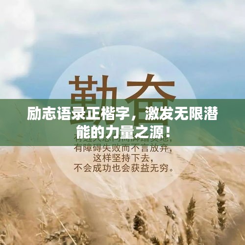 勵志語錄正楷字，激發(fā)無限潛能的力量之源！