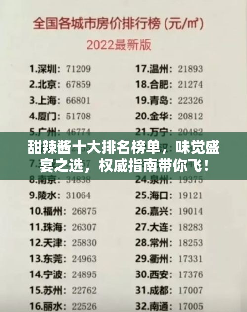 甜辣醬十大排名榜單，味覺(jué)盛宴之選，權(quán)威指南帶你飛！