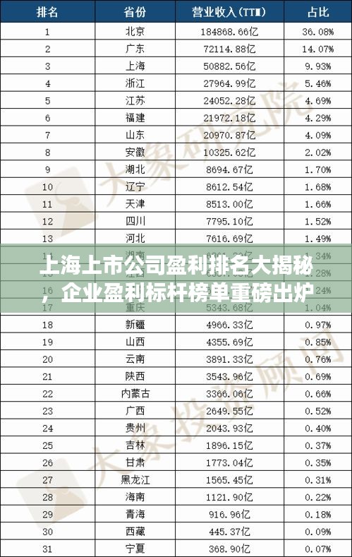 上海上市公司盈利排名大揭秘，企業(yè)盈利標(biāo)桿榜單重磅出爐！