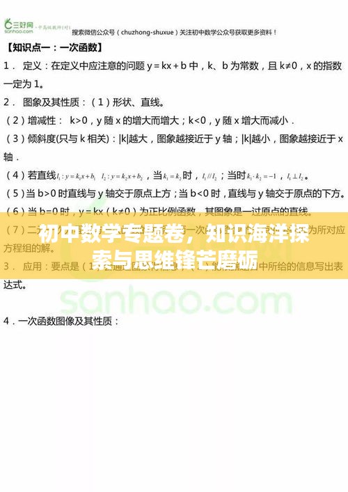 初中數(shù)學(xué)專題卷，知識(shí)海洋探索與思維鋒芒磨礪