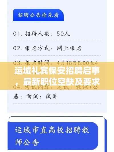 運(yùn)城禮賓保安招聘啟事，最新職位空缺及要求全解析