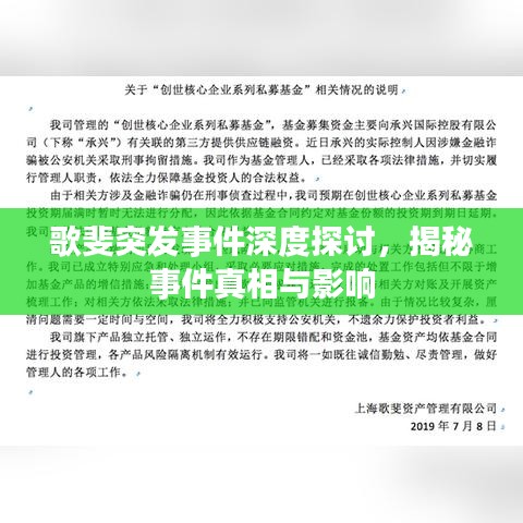 歌斐突發(fā)事件深度探討，揭秘事件真相與影響