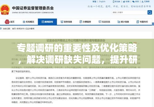 專題調(diào)研的重要性及優(yōu)化策略，解決調(diào)研缺失問題，提升研究質(zhì)量！