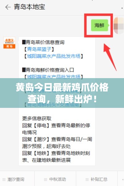 黃島今日最新雞爪價格查詢，新鮮出爐！