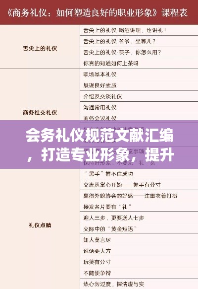 會務禮儀規(guī)范文獻匯編，打造專業(yè)形象，提升會議品質