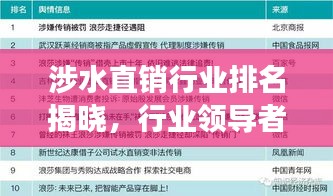 涉水直銷(xiāo)行業(yè)排名揭曉，行業(yè)領(lǐng)導(dǎo)者及未來(lái)趨勢(shì)展望