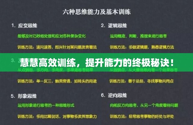 慧慧高效訓(xùn)練，提升能力的終極秘訣！