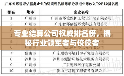 專業(yè)結(jié)算公司權(quán)威排名榜，揭秘行業(yè)領(lǐng)軍者與佼佼者