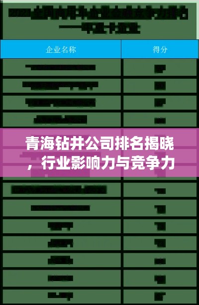 青海鉆井公司排名揭曉，行業(yè)影響力與競爭力解析